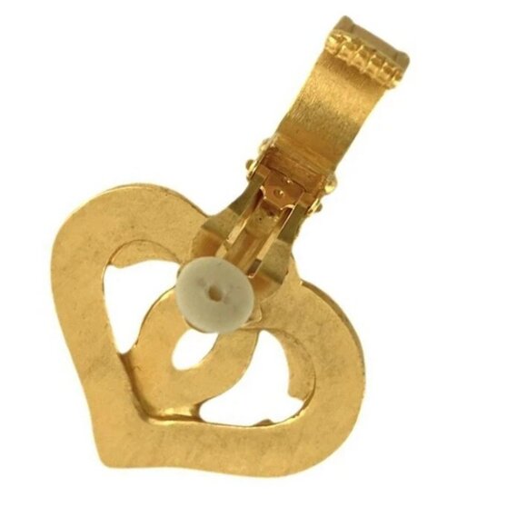 CHANEL CC Logos Heart Dangle Clip-On Earrings Gold Tone 95P Auth w/Box w1142 - Picture 7 of 13